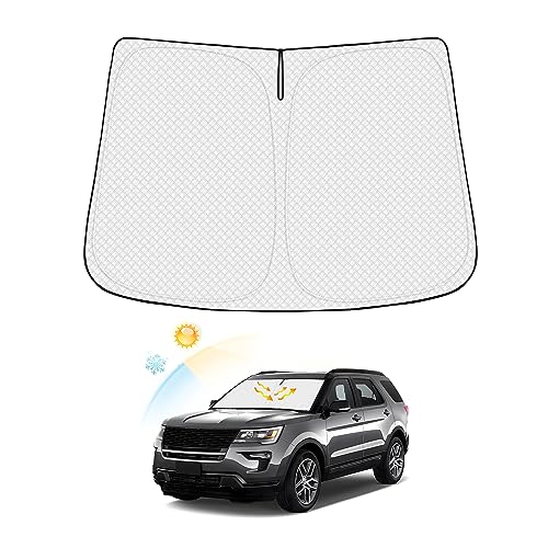 Image of Canvcle Windshield Sun Shade for Ford Explorer 2011-2019 Accessories Thicken 6-Layer Foldable Front Window Sunshade Cover Sun Visor Protector Block UV Rays Keep Vehicle Cool