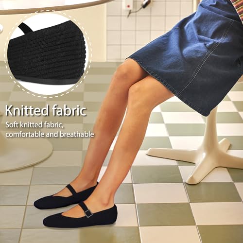 CELNEPHO Flats for Women Square Toe Ballet Flats Shoes Comfortable Dressy Knit Flats for Women Arch Support Slip On Washable Casual Office Shoes4