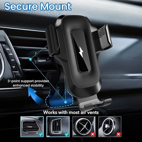 Image of SEVENAIRE X15 Car Wireless Charger, 15W Fast Charging Car Mobile Holder with Auto Clamping, Compatible with iPhone, Samsung, Pixel & Other Qi Phones | Wireless Charger for Car (Jet Blk)
