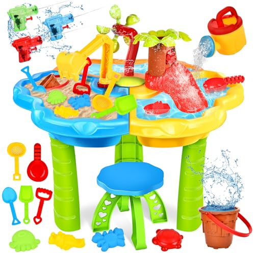 Table D'eau Et Sable 100x42 Cm Avec 37 Accessoires, Jeu D'été Extérieur STEM Dès 3 Ans