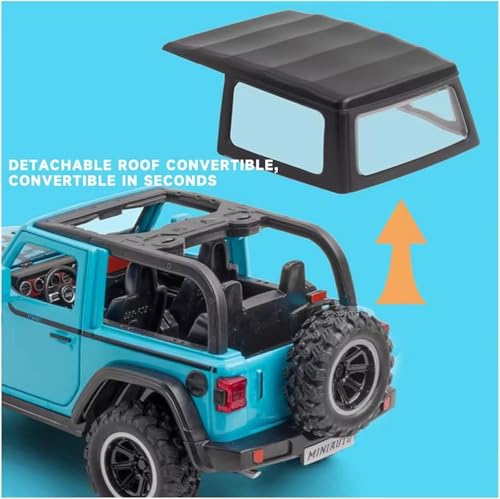 Image of 1:32 Alloy Model Car Compatible for Wrangler Rubicon Style, Diecast Pull Back Toy Car with Light & Sound for Kids Boys Girls Gift (Blue)