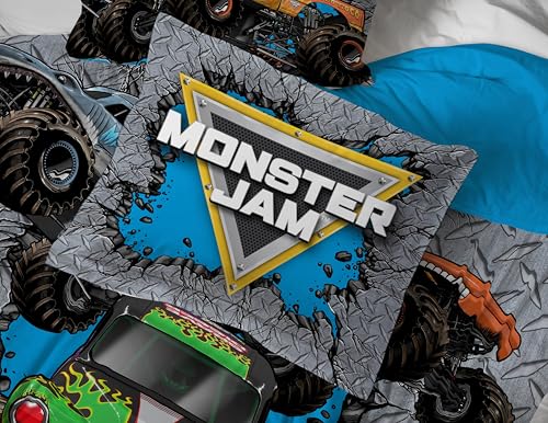 Image of Monster Jam Full Size Comforter Set 7 Piece Kids Bedding for Boys, Gray