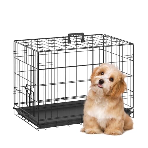 Image of BestPet | Dog Crate | 24 inch | Black | Foldable Metal Kennel with Single Doors