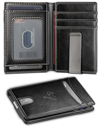 BULLIANT Slim Wallet For Men, Magnetic Flip Wallet 11Cards Metal Money Clip Pocket Fit RFID Blocking