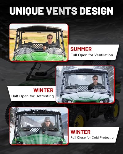 Image of StarknightMT Vented Windshield Compatible with Gator XUV 550 560 560E 590E 590i 590M (Mid-Size Models), Scratch Proof Hard-coated Polycarbonate Clear Front Window,Used with Tops