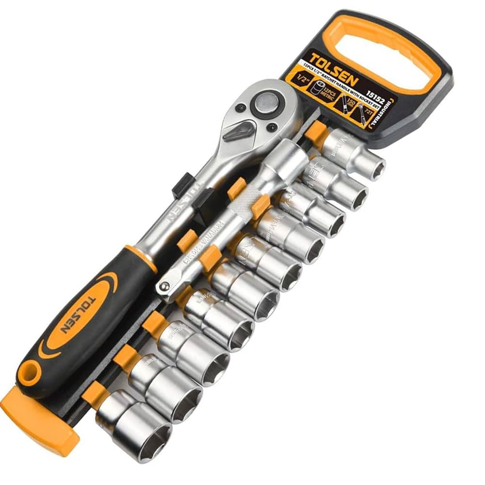 Zestaw kluczy nasadowych Tolsen Zestaw 12 sztuk Profesjonalny Klucz zapadkowy Case