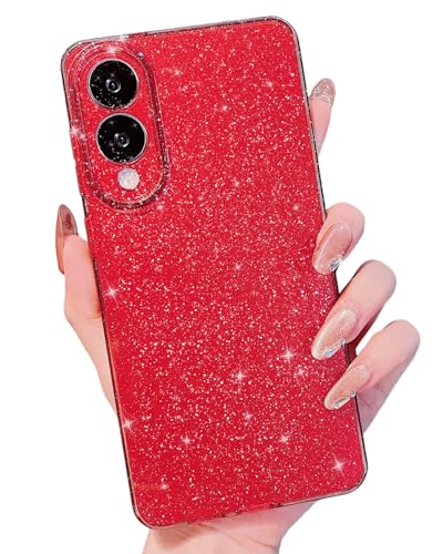 MINSCOSE for Samsung Galaxy S25 Edge Case,Cute Aesthetic Bling Glitter Thin Slim Shockproof Soft TPU Sparkly Shiny Girly Cover for Women Girl for Samsung Galaxy S25 Edge Case 6.7inch-Wine Red
