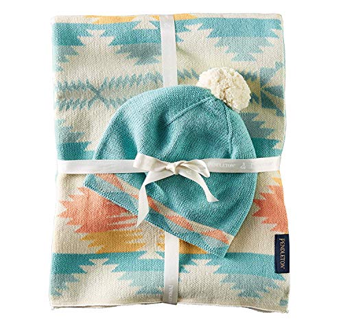 Image of PENDLETON Knit Sherpa Baby Blanket and Beanie Gift Set Falcon Cove One Size