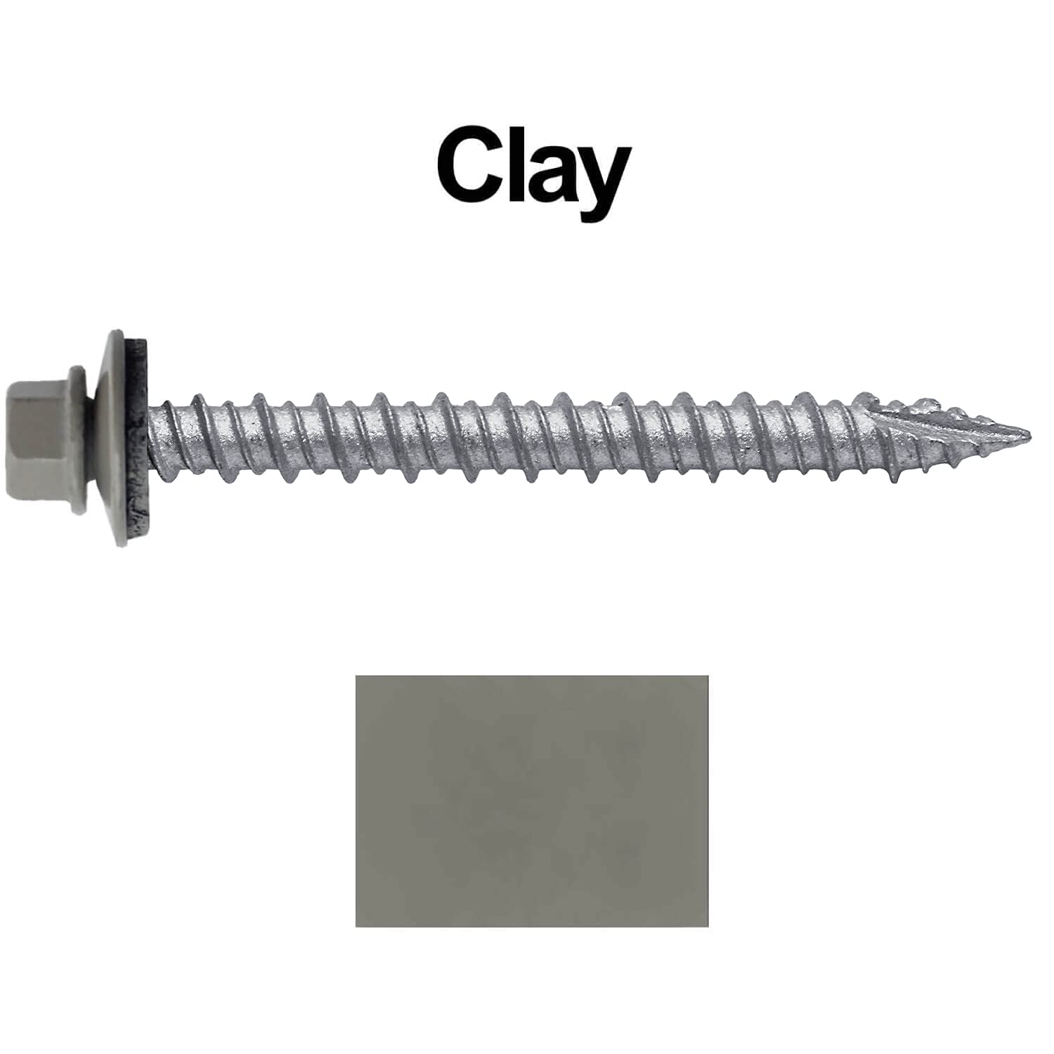 Viti per tetti in metallo: (250) 25,4 x 5,1 cm testa esagonale in argilla, viti di fissaggio per tetto in metallo, viti autoavvianti da metallo a legno, rondella EPDM, testa colorata