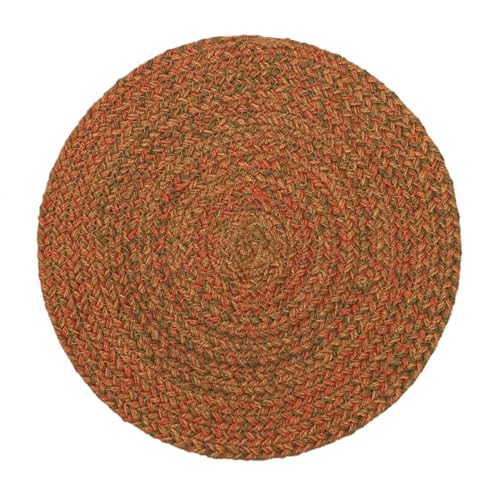 Image of THE HOME TALK Jute Braided Placemats|Side Table Mats|Best for Bed-Side Table,Center Table,Dining Table,Shelves|Home Decorators|Farm Mats (Orange, 33 cm Round, Set of 6)