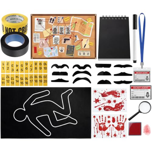 Hiboom 71 Pcs Crime Themed Decorations Kit Detective Party Supplies Mystery