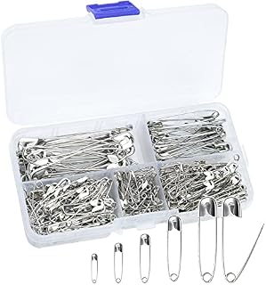 ZORRA 260 Pieces Safety Pins, 5 Sizes Pack 19mm - 54mm Safety Pins Assorted, Nickel Plated Steel Pins for Clothing Art Craft Sewing (260pcs, silver)