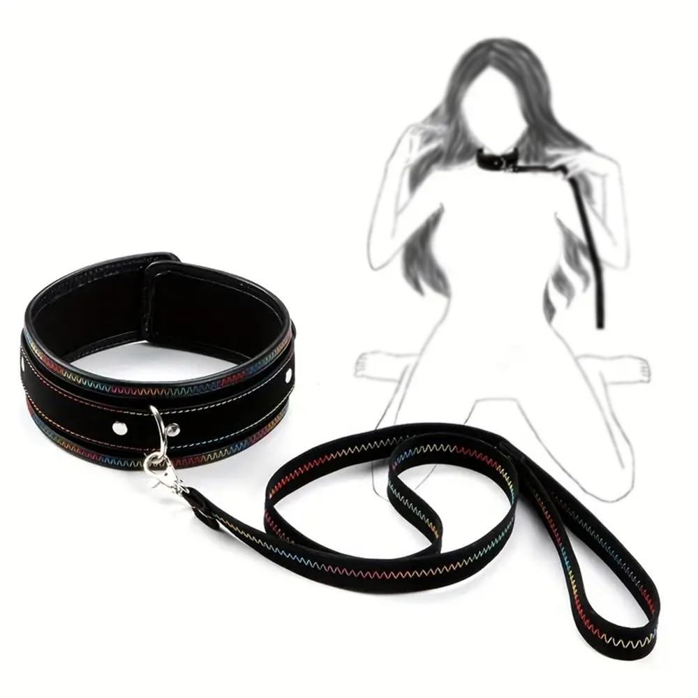 HAZURE Collar sexy unisex con cuero, correa para el hombro con juguete para vestir con asa de estrangulación.