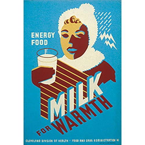 Affiche Poster Vintage Milk Lait de 91x135cm pour decoration murale de cuisine