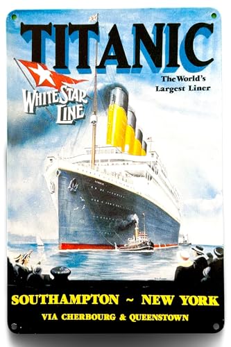 DiiliHiiri Poster publicitaire classique Titanic - 30 x 20 cm - Poster bannière rétro vintage publicités | | Décoration de bars antiques Barbier (2635-230)