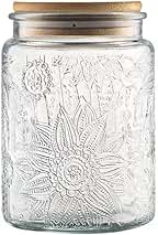 ANSQU Vintage Glass Jar with Lid, 23.7oz Airtight Glass Storage Canister Glass Food Storage Containers for Kitchen Counter, Pantry, Decorative Jar for Coffee, Tea, Sugar, Candy Cute Jar