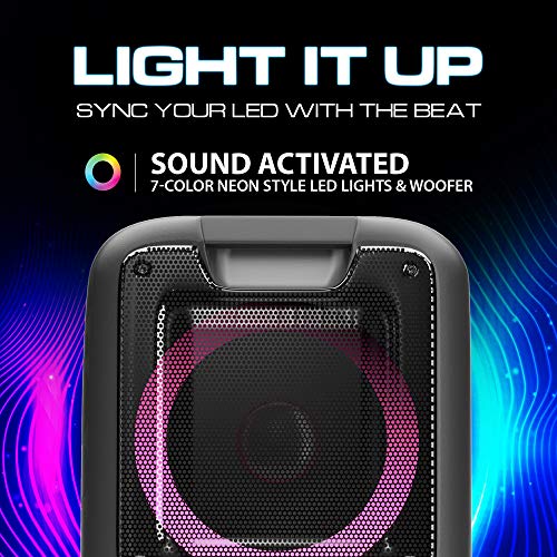 Dolphin Sp-2100Rbt Speaker Party | Portable Bluetooth Speaker On Wheels With Sound Activated Light Show | Wavesync™ Technology | 3400W Music Power #TOP5