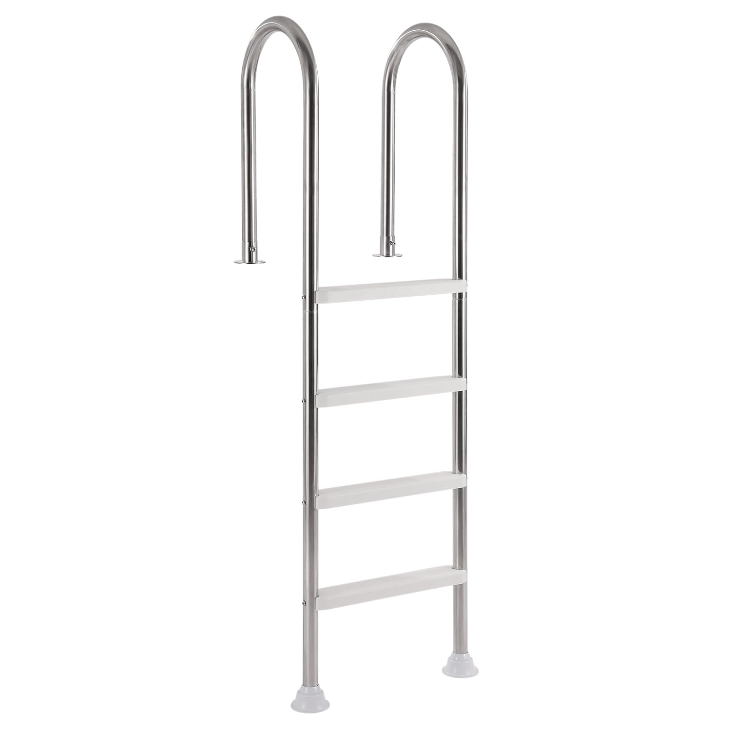 VEVOR Escalera para Piscina, 4 Escalones con Pasamanos Dobles y Escalones, Acero Inoxidable, Carga de 120 kg, para Piscinas Enterradas con Plataforma Montada, 600 x 445 x 1825 mm, Plata + Blanco