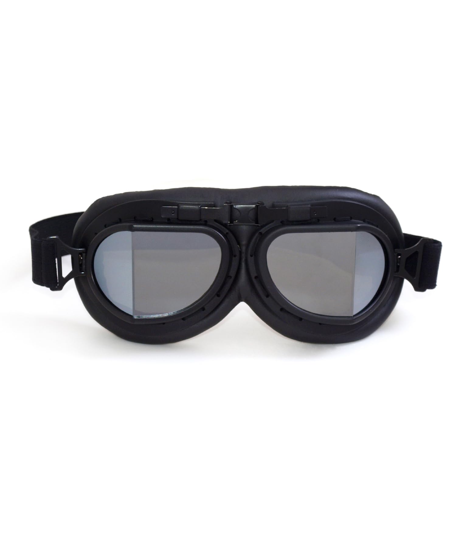 CRG Sports Vintage Aviator Pilot Style Moto Cruiser Scooter Goggle T08 T08BSB Lente Argento, telaio nero, imbottitura nera