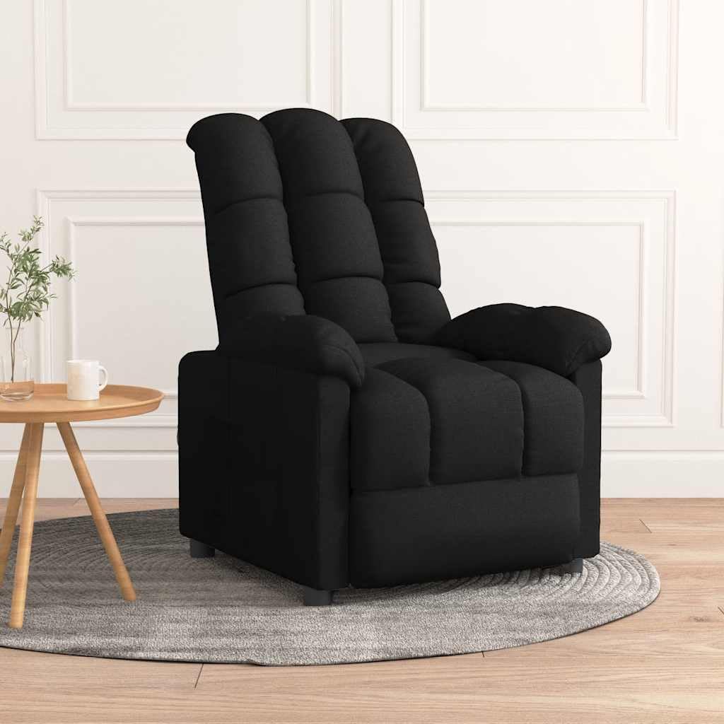 vidaXL Poltrona Reclinabile Poltroncina Divano Singolo Divanetto per Una Persona Sedia TV da Salotto Arredamento Nera in Tessuto