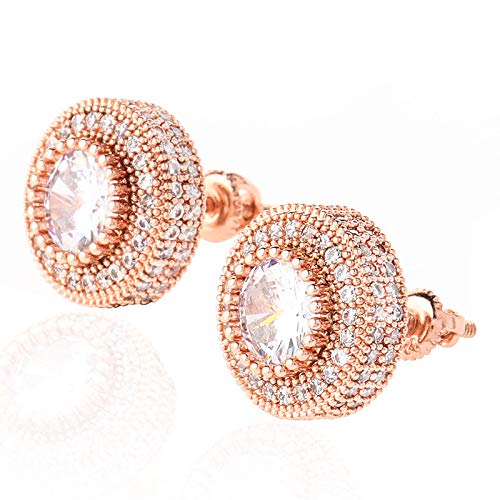 14K Gold Round Densely Set Moissanite Earrings, Hip-Hop Style Earrings, Perfect for Celebrating Milestones or Urban Fashion Lovers,Dad Gift