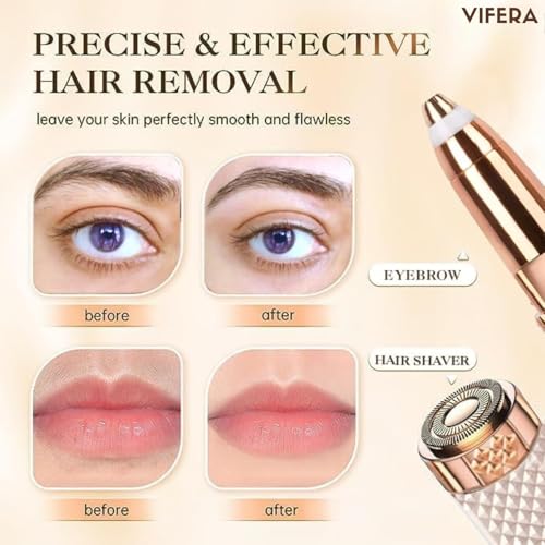 Image of VIFERA 2-in-1 Eyebrow Trimmer for Women - Facial Hair Removal Machine For Women - Face,Upper Lips,Cheek, Chin and Nose Hair Remover Epilator, USB RECHARGEABLE With Light (Diamond Trimmer)
