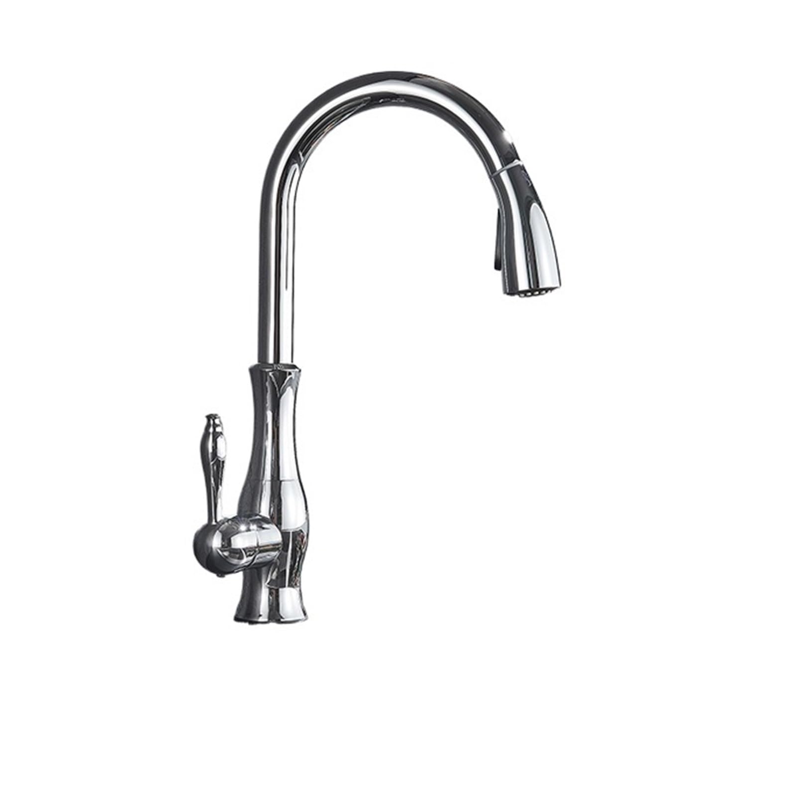 Gqnblvhzupdm Chrome Kitchen Faucets, Black Bronze Kitchen Faucet, Pull Out Spray Hot And Cold Mixer Tap, Brass Single Hole Handle Swivel 360 Degree(Chrome)