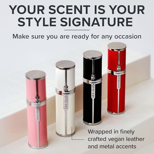Travalo Milano Perfume Atomizer - Leak-Proof and TSA Approved for Air Travel - Reusable, Airtight, Easy Fill Mini Pump Sprayer - Lightweight Vegan Leather with Polished Metal Outer Shell - Black2