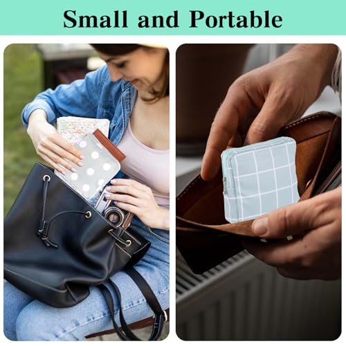 Image of 3 PCS Sanitary Pad Storage Bag Portable Period Bag for Teen Pads /Sanitary Napkins /Tampons, Sanitary Napkin Storage Bag First Period Gifts for School, Daily Hygiene Bag Travel Containers(Grey, Blue)