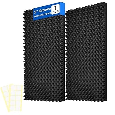 1 Pack Sound Proof Foam Panels for Walls, 48" x 24" x 2" Self-Adhesive Acoustic Panels, High Density Egg Crate Sound Dampening Panels for Recording Studio, Home Office