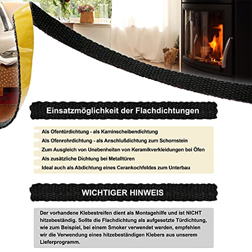 LANZZAS Glasband - afmetingen: 20 x 2 mm - lengte: 0,5 m - vlak- / schoorsteenafdichting zwart - Afbeelding 7