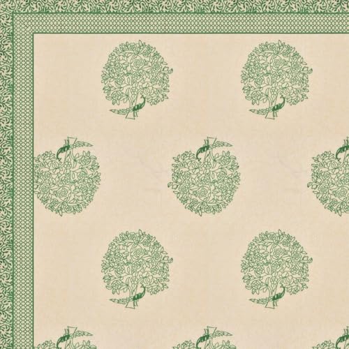 Image of Living Roots Ethnic Jaipur Block Print Double Cotton Bedsheet & 2 Pillow Covers, for Mattress Upto 6 inches Thick, No Colour Bleeding, Leaf Green Colour, King Size 90 * 108 inches, 120TC (605-A)
