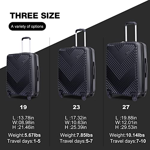 Tripcomp Expandable Luggage Sets, Pc Hardshell Spinner Suitcase Sets With Tsa Lock, 3 Piece Set(20/24/28)(Black) #TOP4