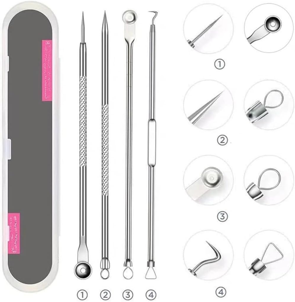 Kit Extrator de Cravos Inox Profissional 4 Peças | Removedor de Cravos e Espinhas | Ferramenta Para Limpeza de Pele Acneica | Kit Removedor de Cravos com Estojo | Premium MyBrins Kit Extrator de Cravos Inox Profissional 4 Peças | Removedor de Cravos e Espinhas | Ferramenta Para Limpeza de Pele Acneica | Kit Removedor de Cravos com Estojo | Premium MyBrins