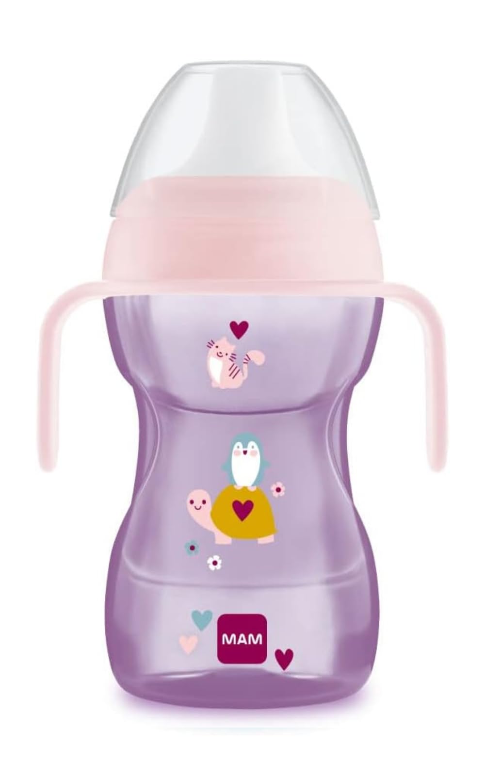 MAM Tazza Fun To Drink Cup con Manici e Beccuccio Rigido, 8+ Mesi, 270 ml, Rosa