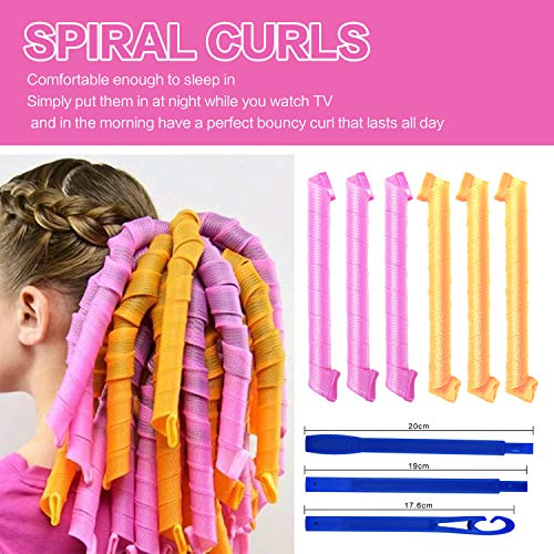 36 Pieces Hair Curlers No Heat for Long Hair, Heatless Spiral Curls Styling Kit, Magic Hair Rollers Curlers Wave Formers Style with 1 Styling Hooks for Most Kinds of Hairstyles Home Salon DIY-55CM