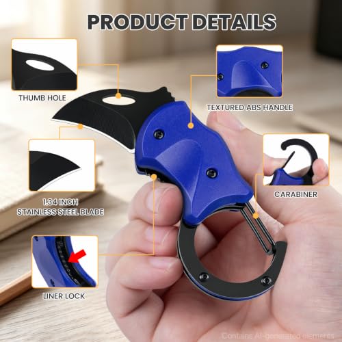 Image of FUNBRO 3 Pack Small Pocket Knife Box Cutter, Black Donut Klein Blue