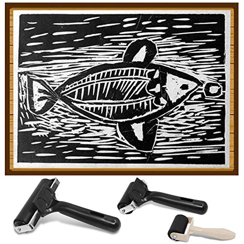 AIFUDA 3 stuks rubberen roller brayer rollen lijm roller voor inkt verf blok stempelen, printmaken behang en kunst & ambachten (1,37, 2,36 en 9,93 inch) - Afbeelding 7