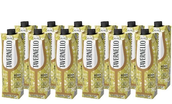 Tavernello Weißwein Süß & Fruchtig – Italienischer Weißwein – Mild & Fruchtbetont – Praktische Tetra Pak Verpackung – Ideal für Partys & Vorrat – 12 x 1 L