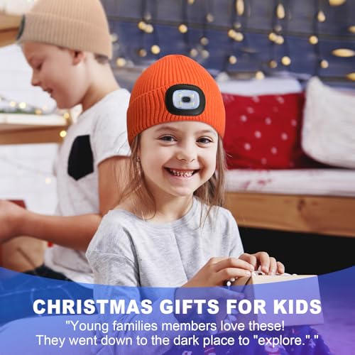 MELASA LED Beanie for Kids, USB Rechargeable Hand Free Hat with Light Winter Night Gifts for Kids Boys Girls in Dark Outdoor4