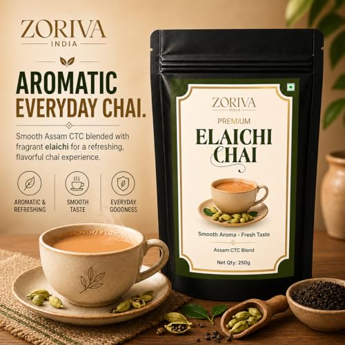 Image of ZORIVA Elaichi Chai 250g | Assam CTC Tea | Strong Kadak Chai with प्राकृतिक इलायची | Rich Aroma, Consistent Taste | Daily Use Tea