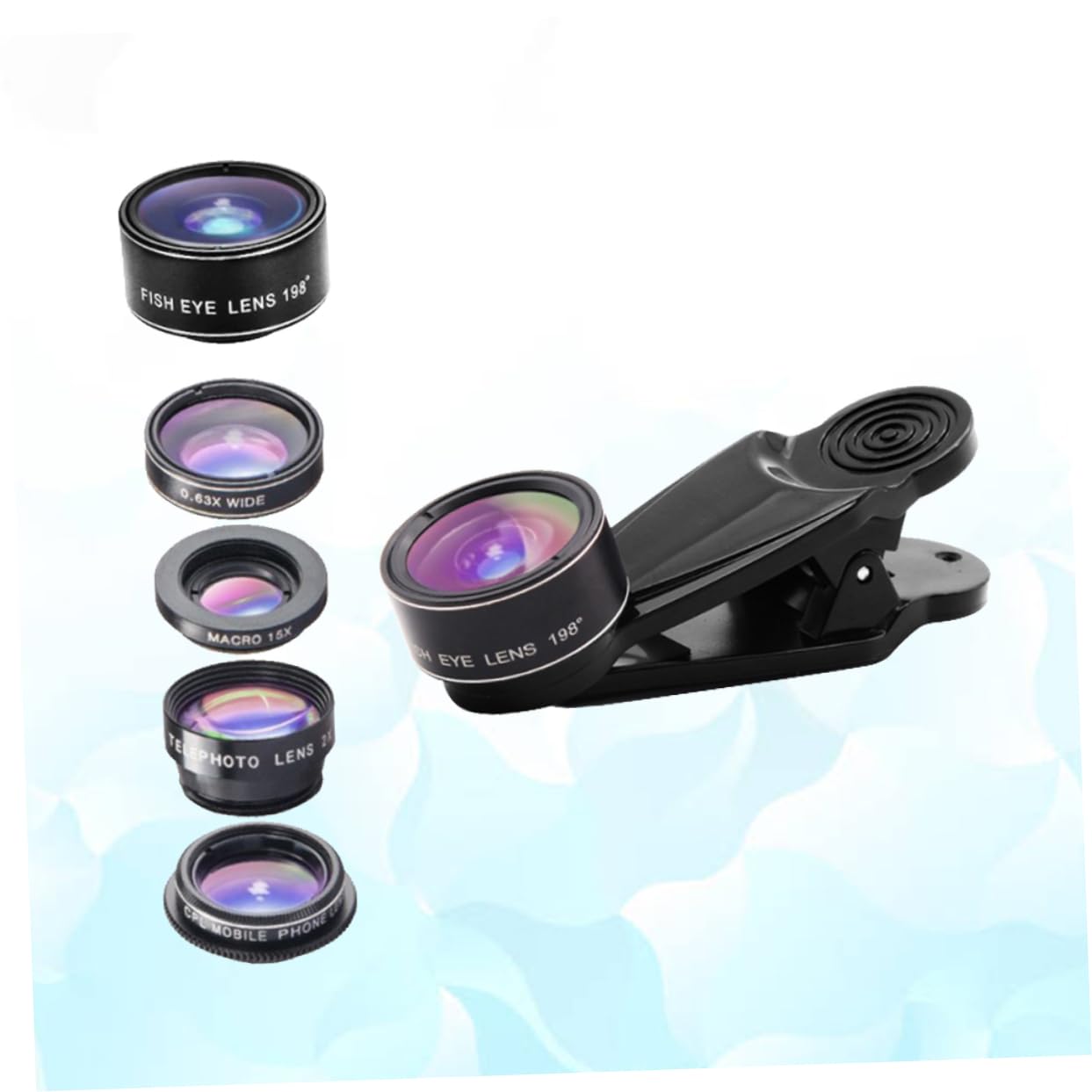 ABOOFAN 3piezas Kit De Lentes para Teléfono Móvil Lentes Ojo De Gran Angular Macro y Teleconvertidor Compatible La Mayoría De Smartphones Fácil Instalación y Alta Definición