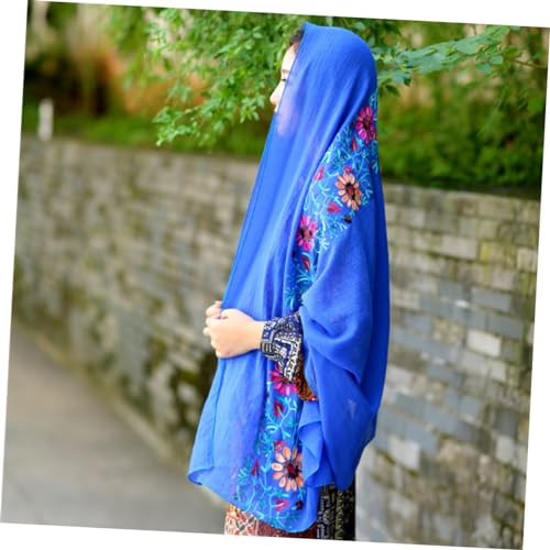 Didiseaon Floral Embroidered Cotton Linen Scarf Women Gauze Headwrap for Dress Embroidery Design2