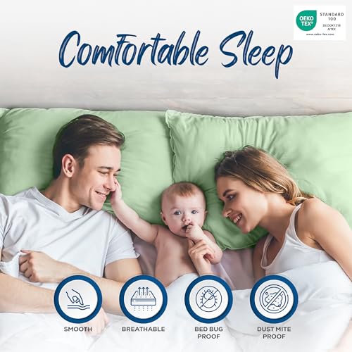 Image of Utopia Bedding Premium 100% Waterproof Pillow Protectors with Zipper King Size (Set of 4), Bed Bug and Dust Mite Proof Zippered Pillow Covers, Pillow Encasement Cases, Sage