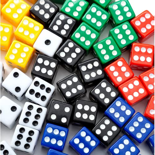 100 stuks dobbelstenen, 12 mm, transparant, dobbelspellen, tafelspellen, zeszijdige dobbelstenen, polyhedrale dobbelstenen, gekleurde dobbelstenen voor kinderen, volwassenen, feest, thuis, feestspel