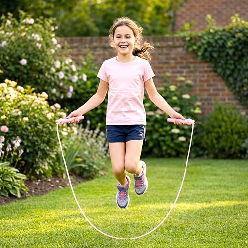 Image of 6.5 ft Animal Design Skipping Rope Toy for Kids with Soft Grip Handles - Indoor and Outdoor Adjustable PVC Jump Rope for Exercise and Fitness Play - Color and Design As Per Stock