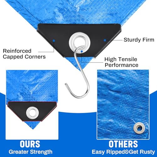 Image of 4 Pack 8 x 10 ft 5.5 Mil Large Tarps Heavy Duty Waterproof Tarp Multi Purpose Tent Cover for Home Boats Cars Camping Patio Furniture Roof Emergency Rain Protective Cover, Blue