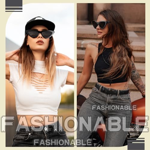 12 Pairs 80s Cat Eye Cyber Visor Sunglasses Cat Eye Shield Glasses Accessories for Women Men Future Style Costume Cosplay 6