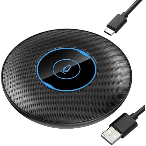 SaharaGaming SGM10W USB Conference Microphone, Omnidirectional PC Computer Condenser Mic with Mute Button for Online Meeting/Class, Zoom Call, Skype Chatting, Plug & Play (Black) Cover