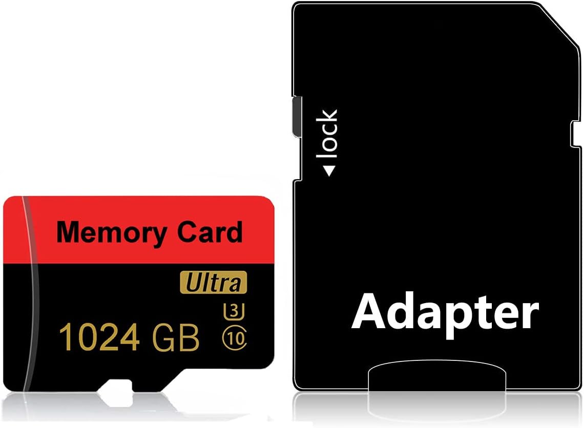 Discount 90% Micro Sd Card 1024GB TF Card Memory Card with Card Adapter Class 10 High Speed Smart Card for Smartphone, Tablet, Drone, Camcorders, Videographers, Vloggers and Other SD Devices (White&Black)